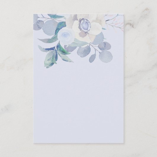 Einfache blaue Wasserfarbe Blumenzwiebeln Details  Begleitkarte (Rückseite)
