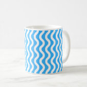 Einfache blaue Weiße Welle 11 oz. Kaffee-Tee-Tasse Kaffeetasse (VorderseiteRechts)