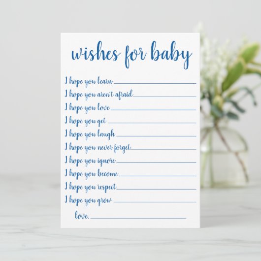 Einfache blaue Wünsche | Cerulean Keepake Card Einladung (Stehend Vorderseite)