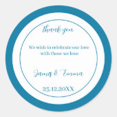 Einfache Blauer Hochzeit Runder Aufkleber (Vorderseite)