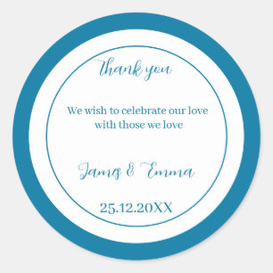 Einfache Blauer Hochzeit Runder Aufkleber