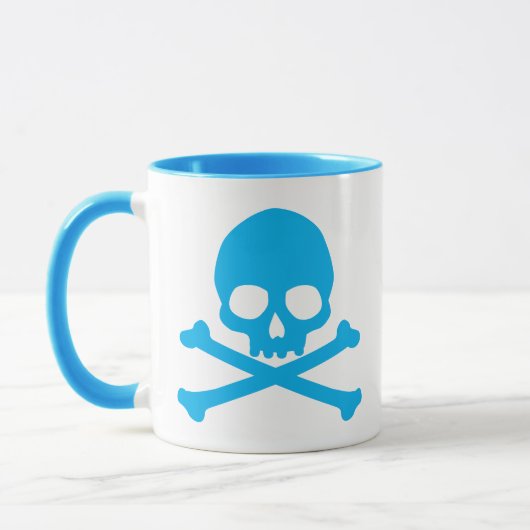 Einfache Blauer Schädel und Kreuze Tasse (Links)
