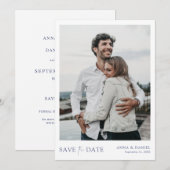 Einfache Blauer Typografie Save the Date Vorlage (Vorne/Hinten)