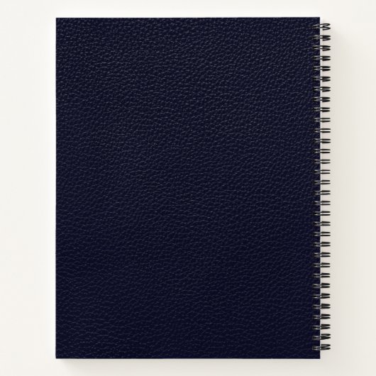 Einfache blaues Leder Elegant Gold Monogram Notizblock (Rückseite)