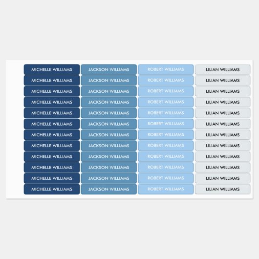 Einfache blaugraue Palette Kids Name Etiketten (Blatt)