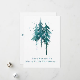 Einfache blaugrüne Aquarellkiefern Weihnachten
