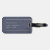 Einfache blauweiße Linien fett Monogram Gepäckanhänger (Rückseite horizontal)