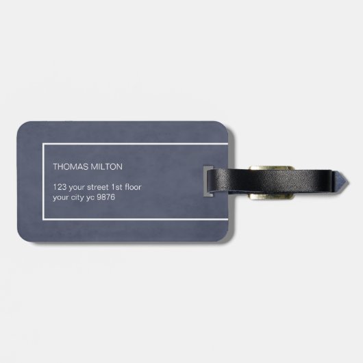 Einfache blauweiße Linien fett Monogram Gepäckanhänger (Rückseite horizontal)