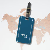 Einfache blauweiße Linien fett Monogram Gepäckanhänger