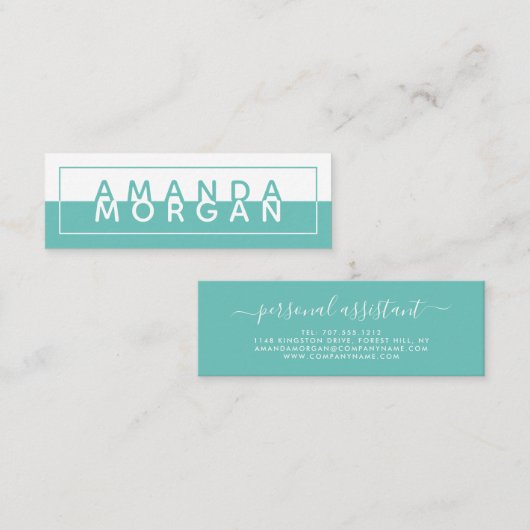 Einfache Blockfarbe Moderne Reflexion Mini Visitenkarte (Vorne/Hinten)