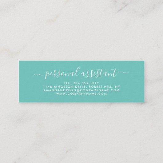 Einfache Blockfarbe Moderne Reflexion Mini Visitenkarte (Rückseite)