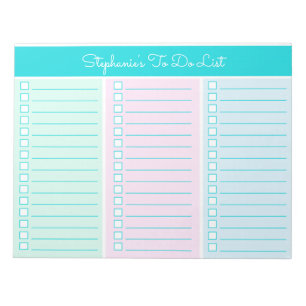 Einfache Blockfarben 8,5x11 Drei-Spalten-Checklist Notizblock