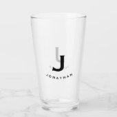 Einfache Blockmonogramm - Initial und Name Glas (Rückseite)