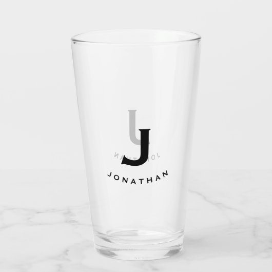Einfache Blockmonogramm - Initial und Name Glas (Rückseite)