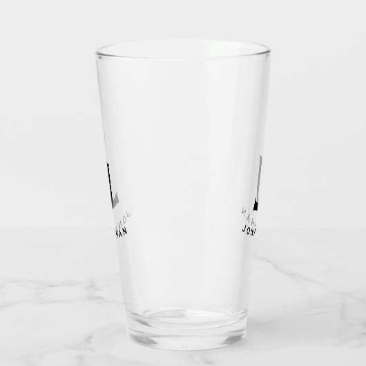 Einfache Blockmonogramm - Initial und Name Glas (Links)