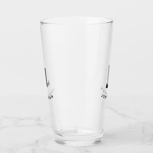 Einfache Blockmonogramm - Initial und Name Glas (Rechts)