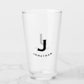 Einfache Blockmonogramm - Initial und Name Glas (Vorderseite)