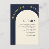 Einfache Blue Arch Wedding Gast Detail Begleitkarte (Vorderseite)