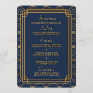 Einfache Blue Art Deco Karten für Hochzeiten
