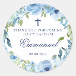 Einfache Blue Baptism Favoriten für Jungen Runder Aufkleber