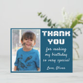 Einfache Blue Birthday Danke für Foto-Karte (Stehend Vorderseite)