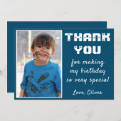 Einfache Blue Birthday Danke für Foto-Karte (Vorne/Hinten)