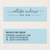 Einfache Blue Black Script Earring Display Card (Vorne & Hinten)