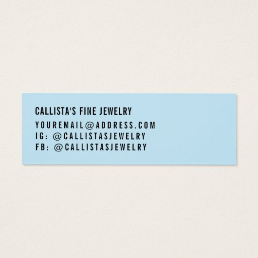 Einfache Blue Black Script Earring Display Card (Rückseite)