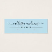 Einfache Blue Black Script Earring Display Card (Vorderseite)