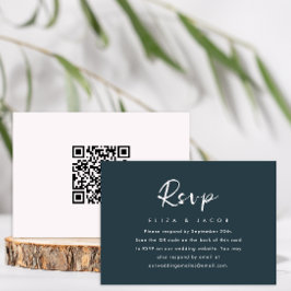 Einfache Blue Blush Wedding RSVP Skript QR Code