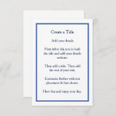 Einfache Blue Border Classic Hochzeit Einladung (Vorne/Hinten)