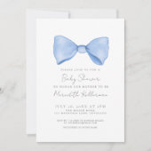 Einfache Blue Bow Baby Dusche Einladung (Vorderseite)