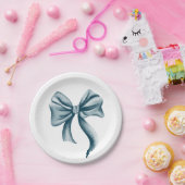 Einfache Blue Bow Baby Dusche Pappteller (Party)
