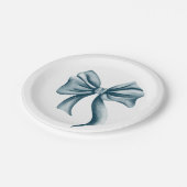 Einfache Blue Bow Baby Dusche Pappteller (Schrägansicht)