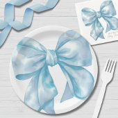 Einfache Blue Bow Baby Dusche Pappteller