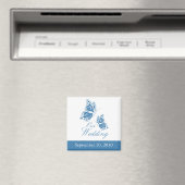 Einfache Blue Butterfly-Hochzeitsankündigung Magnet (In Situ (Geschirrspüler))