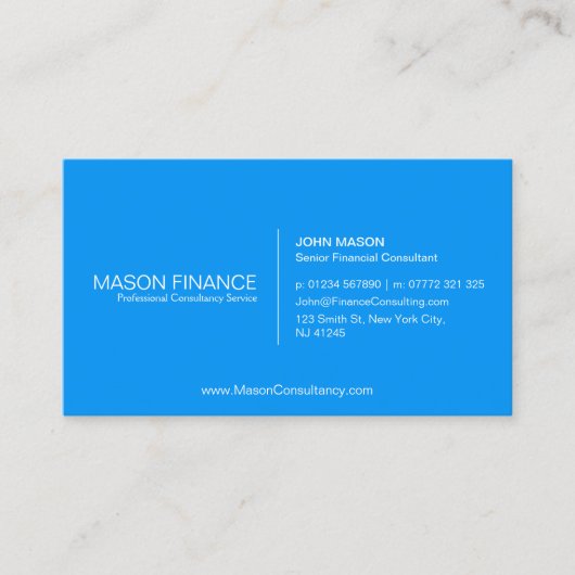 Einfache Blue Customizable Business Card Vorlage Visitenkarte (Vorderseite)