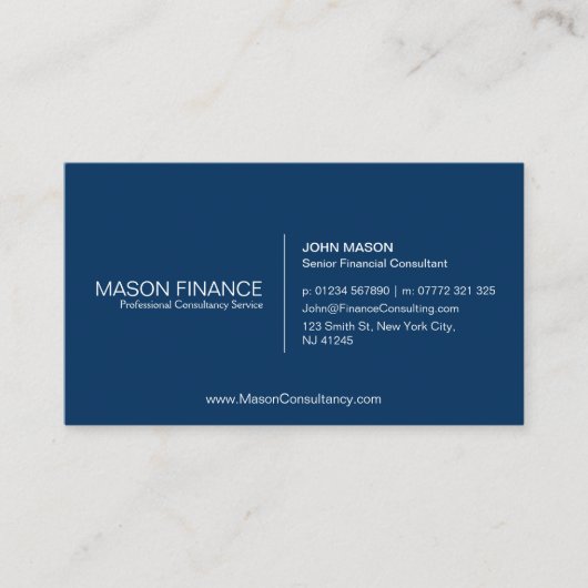 Einfache Blue Customizable Business Card Vorlage Visitenkarte (Vorderseite)