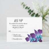 Einfache Blue Dendrobium Orchid Wedding RSVP Card Karte (Stehend Vorderseite)