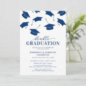 Einfache Blue Double Graduation Party Einladungen (Stehend Vorderseite)