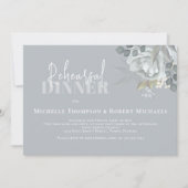 Einfache Blue Floral Probe Dinner QR-Karte Einladung (Vorderseite)