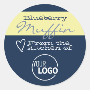 Einfache Blue Food Cake Cookies Labels Kalligrafie Runder Aufkleber