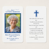 Einfache Blue Foto Beileid Beerdigung Gebetskarte (Vorne & Hinten)