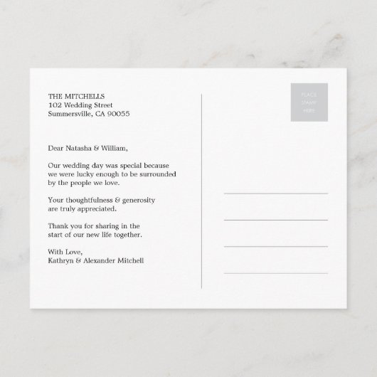 Einfache Blue Frame Hochzeit Vielen Dank 2 Foto Postkarte (Rückseite)