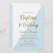 Einfache Blue Gold Taufe 1. Geburtstag Einladung (Vorne/Hinten)