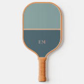Einfache Blue Green Monogram Initials Pickleball Schläger (Vorderseite)