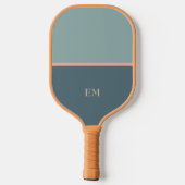 Einfache Blue Green Monogram Initials Pickleball Schläger (Rückseite)