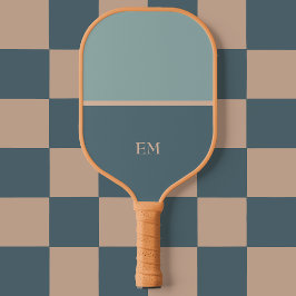 Einfache Blue Green Monogram Initials Pickleball Schläger