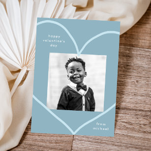 Einfache Blue Heart Klasse Valentine's Day Card Mitteilungskarte