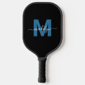 Einfache Blue Letter Name Monogram Pickleball Schläger (Rückseite)